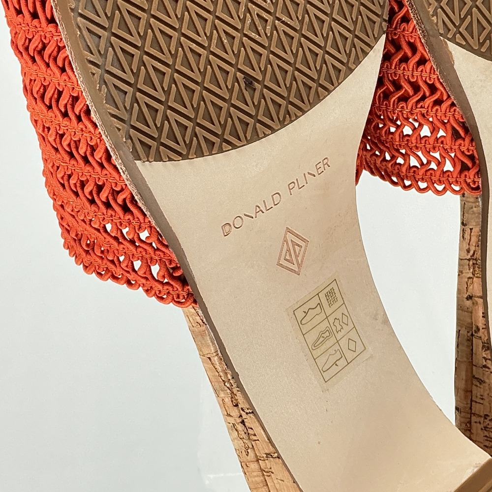 Donald Pliner Size 8.5 Orange Woven Cork Slide Sandals Heels NEW CLODIE $158 - Picture 11 of 16